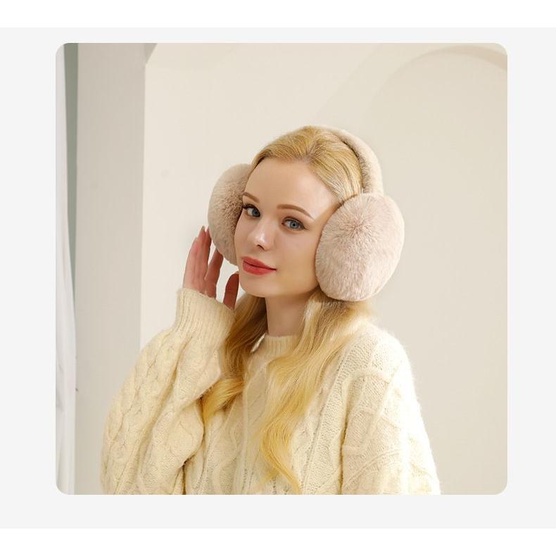イヤーマフ 耳当て フェイクファー 折りたたみ 折り畳み式 レディース メンズ 女性 男性 学生 秋冬 防寒 防風 かわいい お洒落 ふわふわ コンパ | plusnao | 01