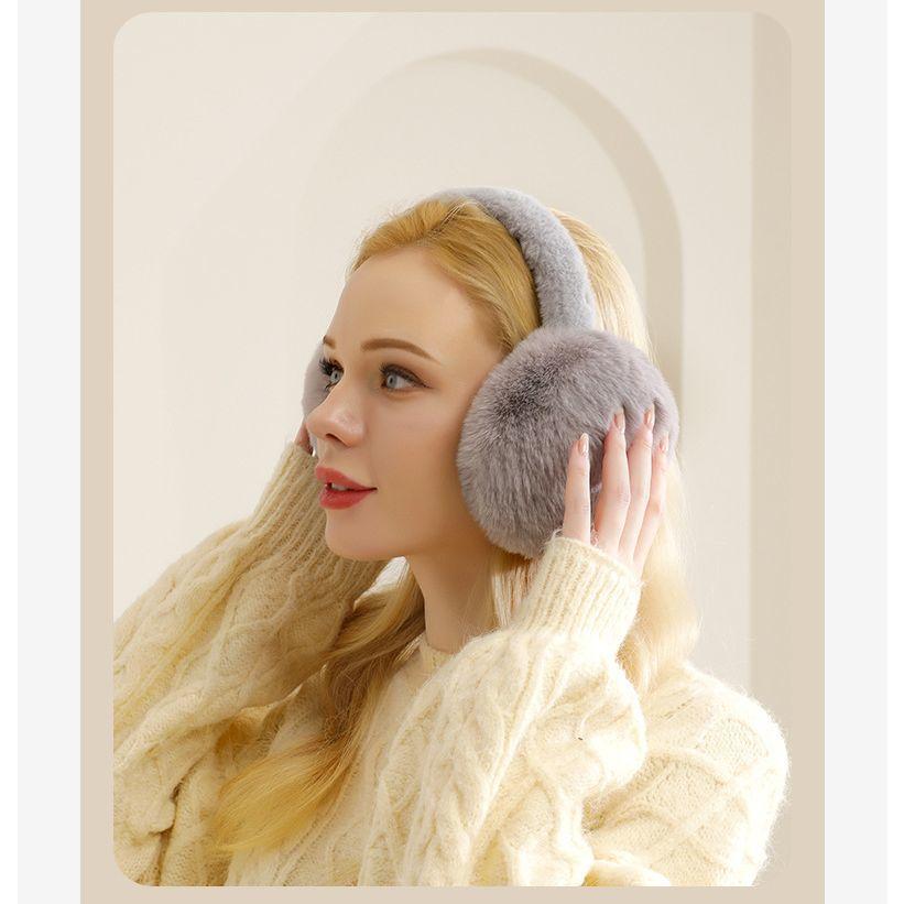 イヤーマフ 耳当て フェイクファー 折りたたみ 折り畳み式 レディース メンズ 女性 男性 学生 秋冬 防寒 防風 かわいい お洒落 ふわふわ コンパ | plusnao | 02