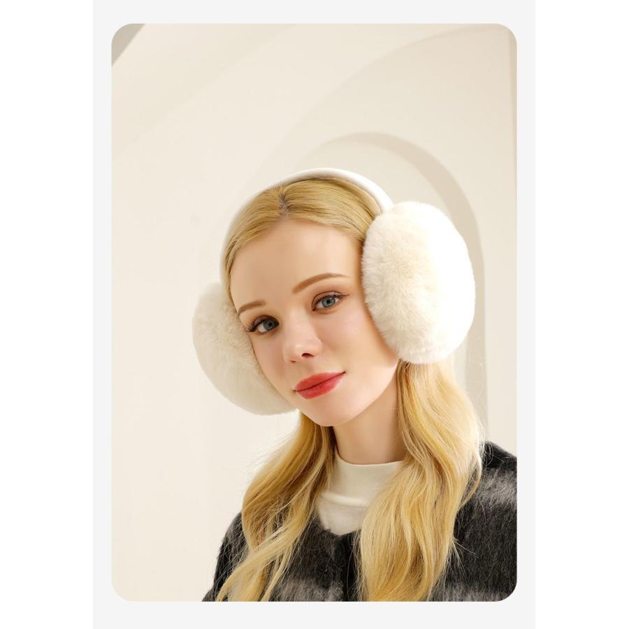 イヤーマフ 耳当て フェイクファー 折りたたみ 折り畳み式 レディース メンズ 女性 男性 学生 秋冬 防寒 防風 かわいい お洒落 ふわふわ コンパ | plusnao | 04