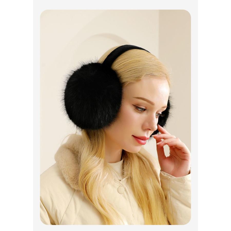 イヤーマフ 耳当て フェイクファー 折りたたみ 折り畳み式 レディース メンズ 女性 男性 学生 秋冬 防寒 防風 かわいい お洒落 ふわふわ コンパ | plusnao | 05