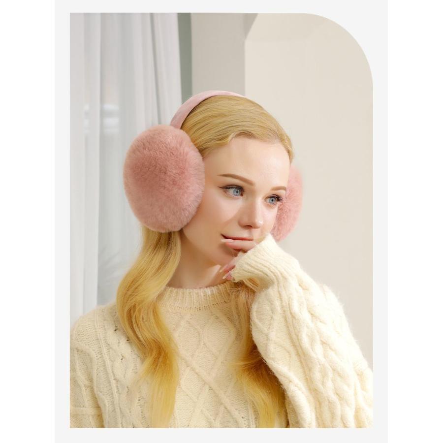 イヤーマフ 耳当て フェイクファー 折りたたみ 折り畳み式 レディース メンズ 女性 男性 学生 秋冬 防寒 防風 かわいい お洒落 ふわふわ コンパ | plusnao | 06