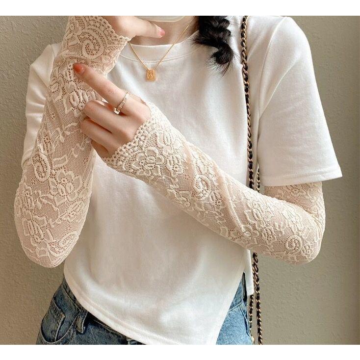 アームカバー アームウォーマー レディース 女性 日焼け防止 紫外線防止 レース 腕 おしゃれ かわいい 上品 | plusnao | 03