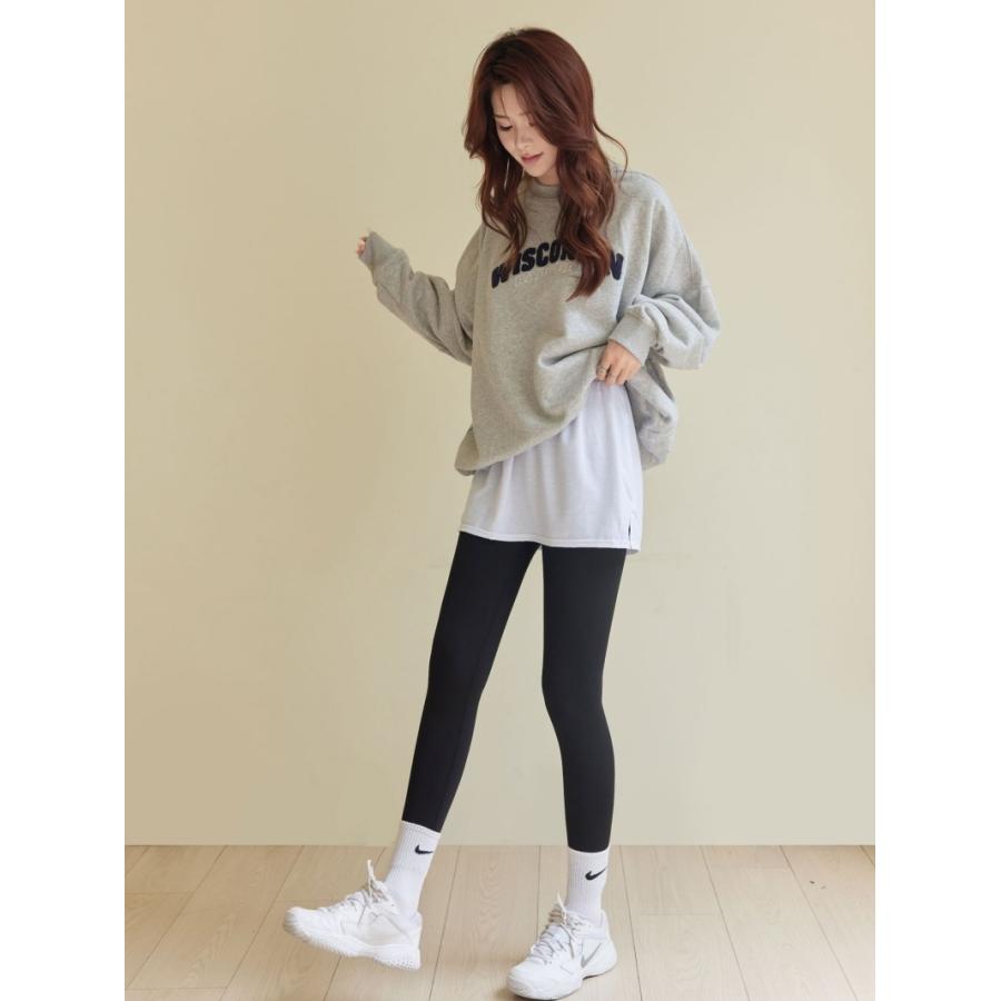 付け裾 レディース フェイクレイヤード レイヤード風 カットソー トップス 裾 スリット Tシャツ 白 黒 シンプル 無地 かわいい おしゃれ 女性 | plusnao | 04