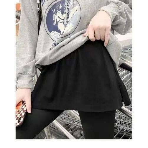 付け裾 レディース フェイクレイヤード レイヤード風 カットソー トップス 裾 スリット Tシャツ 白 黒 シンプル 無地 かわいい おしゃれ 女性 | plusnao | 08