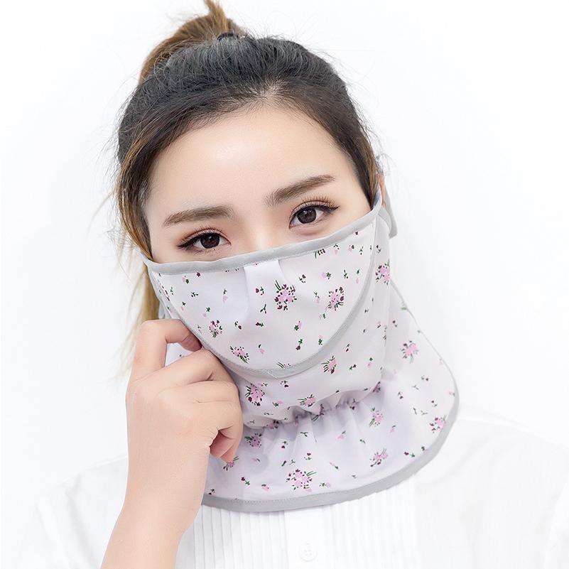 フェイスカバー フェイスマスク フェイスガード ネックガード 口開きマスク レディース 花柄 フラワー おしゃれ 可愛い 紫外線対策 日焼け対策 日よ | plusnao | 09