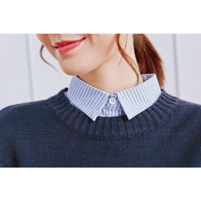 plusnao（プラスナオ） 付け襟 付け衿 シャツカラー ストライプ柄