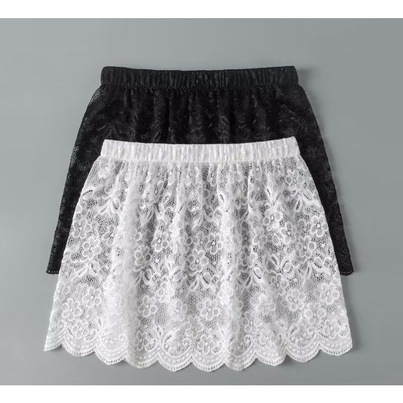 付け裾 つけ裾 レディース 女性 婦人 フリル 花柄 フラワー柄 白 黒 レース かわいい 可愛い おしゃれ シースルー 透け感 裾 装飾 飾り お出 | plusnao | 02