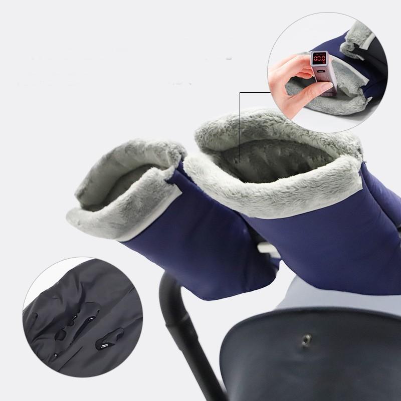 ベビーカー用ハンドマフ 1ペア ミトン 手袋 裏ボア 暖かい お出かけ バギー あったか 防寒 寒さ対策 冬 雪 防水 固定 おしゃれ | plusnao | 03