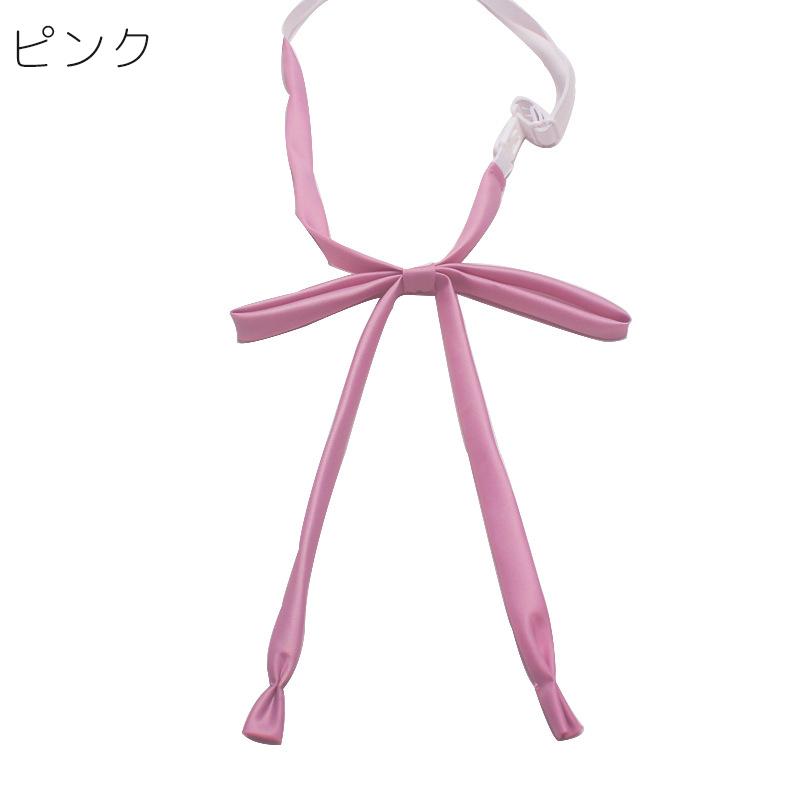 リボンタイ 紐リボン プレタイ ヒモタイ スクールリボン ワンタッチ ひも シルク風 無地 単色 シンプル 制服 セーラー服 ブレザー ブラウス 学生 | plusnao | 09