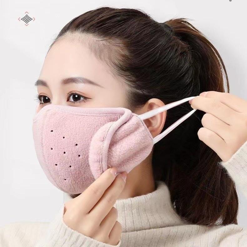 フェイスマスク レディース イヤーマフ 耳あて フェイスカバー フェイスウォーマー ふわふわ フリース シンプル 無地 かわいい おしゃれ あったか | plusnao | 14