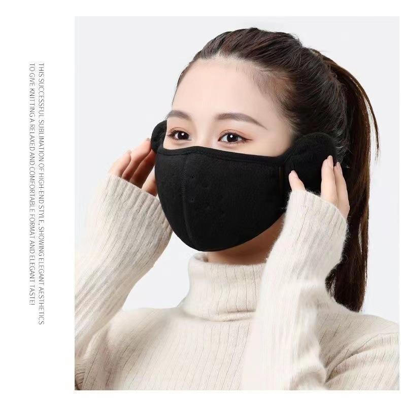 フェイスマスク レディース イヤーマフ 耳あて フェイスカバー フェイスウォーマー ふわふわ フリース シンプル 無地 かわいい おしゃれ あったか | plusnao | 02