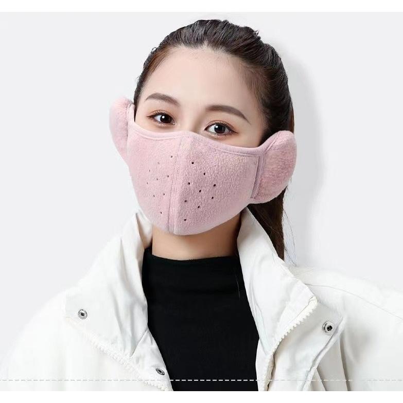 フェイスマスク レディース イヤーマフ 耳あて フェイスカバー フェイスウォーマー ふわふわ フリース シンプル 無地 かわいい おしゃれ あったか | plusnao | 03