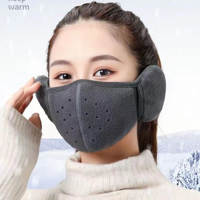 フェイスマスク レディース イヤーマフ 耳あて フェイスカバー フェイスウォーマー ふわふわ フリース シンプル 無地 かわいい おしゃれ あったか | plusnao | 05