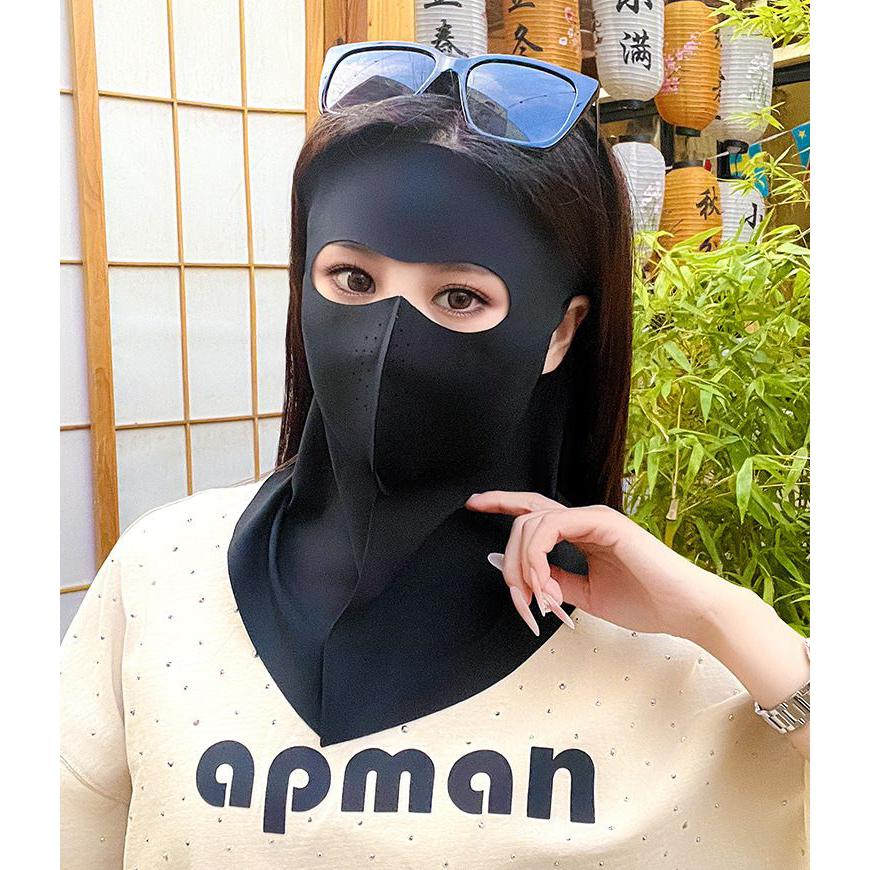 フェイスカバー フェイスマスク ネックカバー 女性 夏 接触冷感 UVカット 紫外線対策 日焼け防止 日よけ 通気性 耳かけ | plusnao | 01
