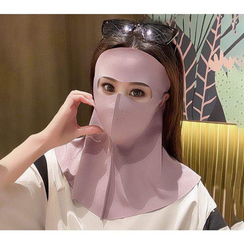フェイスカバー フェイスマスク ネックカバー 女性 夏 接触冷感 UVカット 紫外線対策 日焼け防止 日よけ 通気性 耳かけ | plusnao | 07