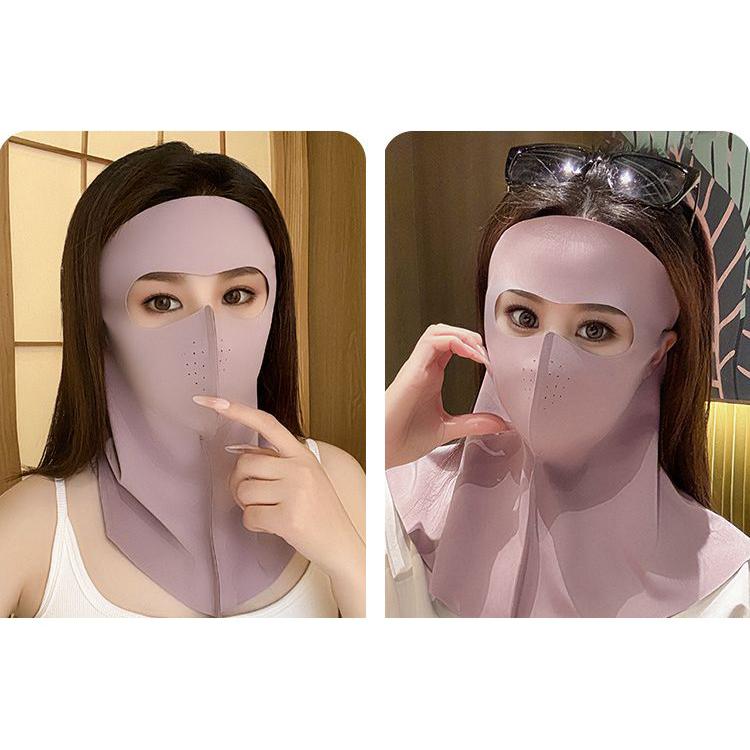 フェイスカバー フェイスマスク ネックカバー 女性 夏 接触冷感 UVカット 紫外線対策 日焼け防止 日よけ 通気性 耳かけ | plusnao | 08