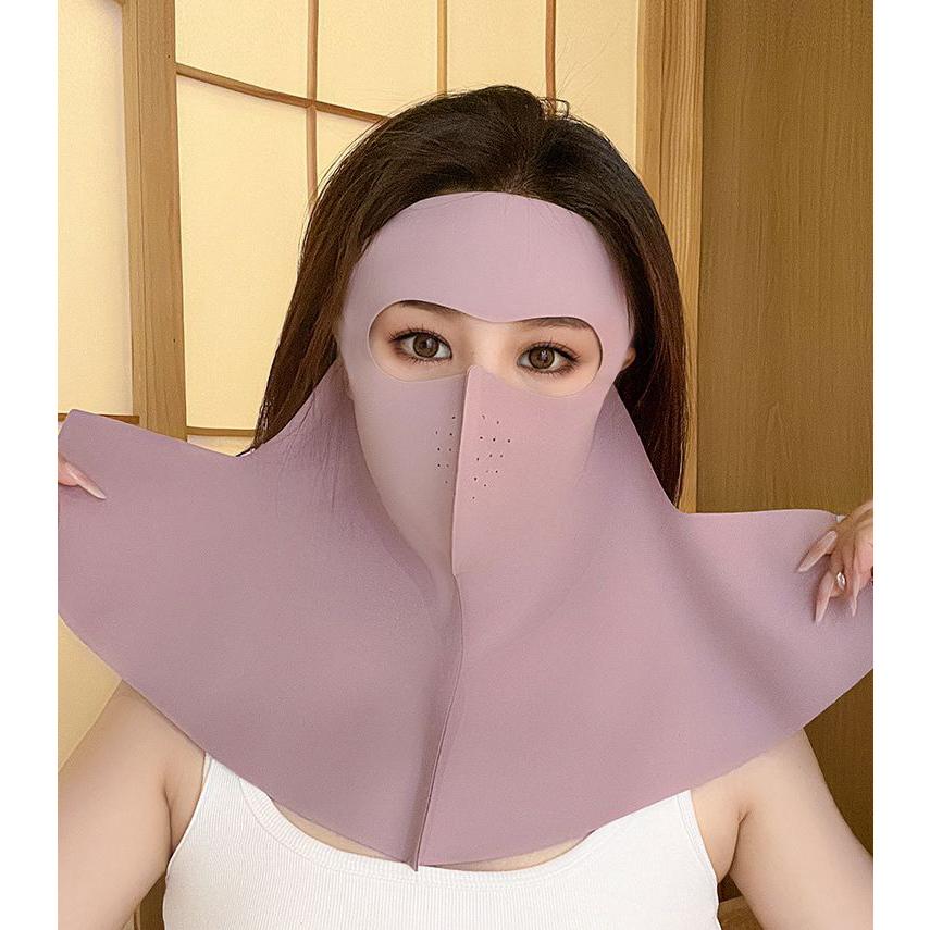 フェイスカバー フェイスマスク ネックカバー 女性 夏 接触冷感 UVカット 紫外線対策 日焼け防止 日よけ 通気性 耳かけ | plusnao | 09