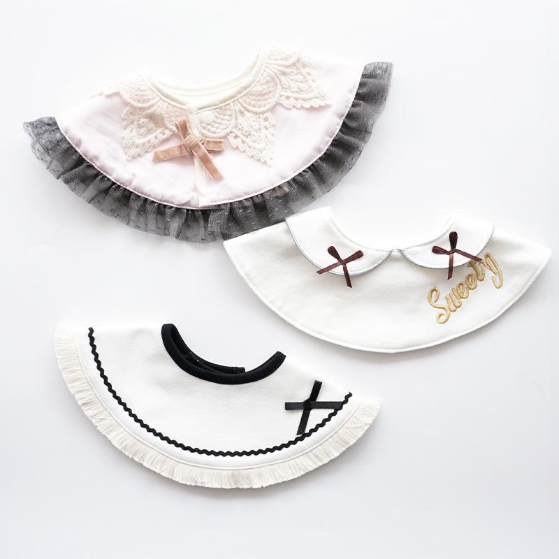 送料無料！レースのリボンつけ襟スタイ(イエロー) 送料無料！レースのリボンつけ襟スタイ(イエロー)