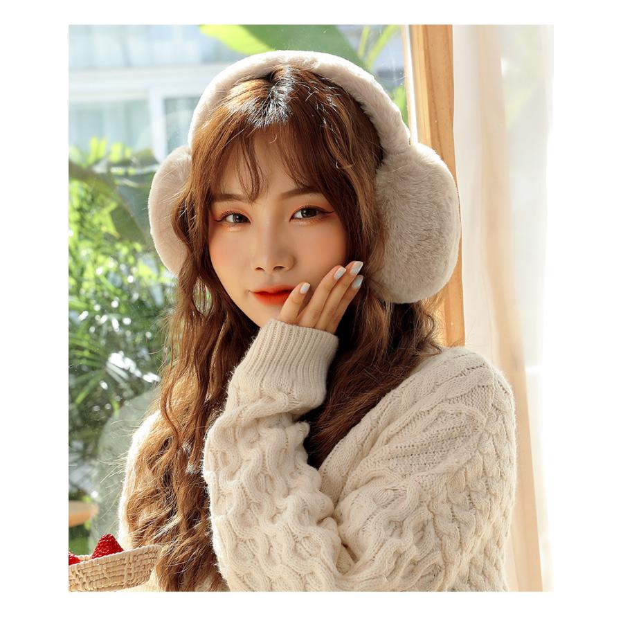 イヤーマフ 耳当て ファー耳あて レディース 折り畳み おりたたみ フェイクファー もこもこ ふわふわ あったか 暖か おしゃれ かわいい 防寒 コン | plusnao | 04