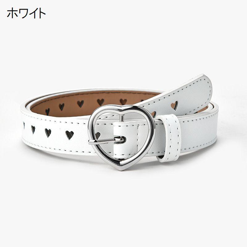 ベルト キッズ 子供用 女の子 ハート フェイクレザー レザー調 ウエストマーク おしゃれ かわいい ピンク ブラック ホワイト レッド | plusnao | 20