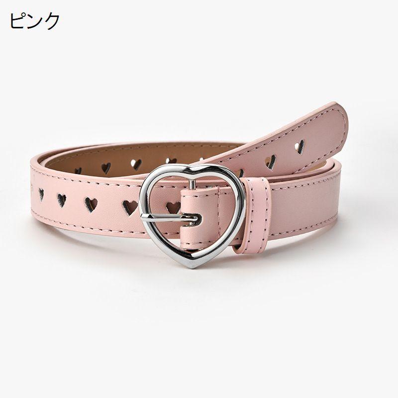 ベルト キッズ 子供用 女の子 ハート フェイクレザー レザー調 ウエストマーク おしゃれ かわいい ピンク ブラック ホワイト レッド | plusnao | 21