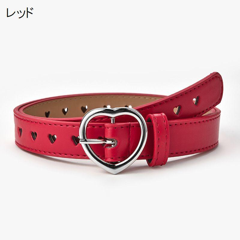 ベルト キッズ 子供用 女の子 ハート フェイクレザー レザー調 ウエストマーク おしゃれ かわいい ピンク ブラック ホワイト レッド | plusnao | 18