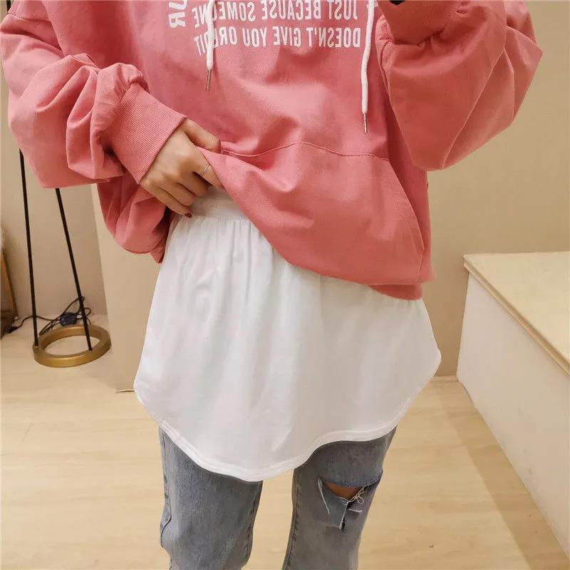 付け裾 つけ裾 レディース 女性 婦人 スリット 重ね着風 ウエストゴム シンプル かわいい おしゃれ フェイクレイヤード 体型カバー | plusnao | 10