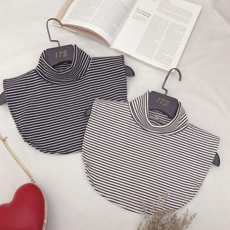 つけ襟 付け襟 レディース 女性 ファッション小物 ファッション雑貨 重ね着風 タートルネック ハイネック フェイクレイヤード ボーダー 単色 シンプ | plusnao | 02