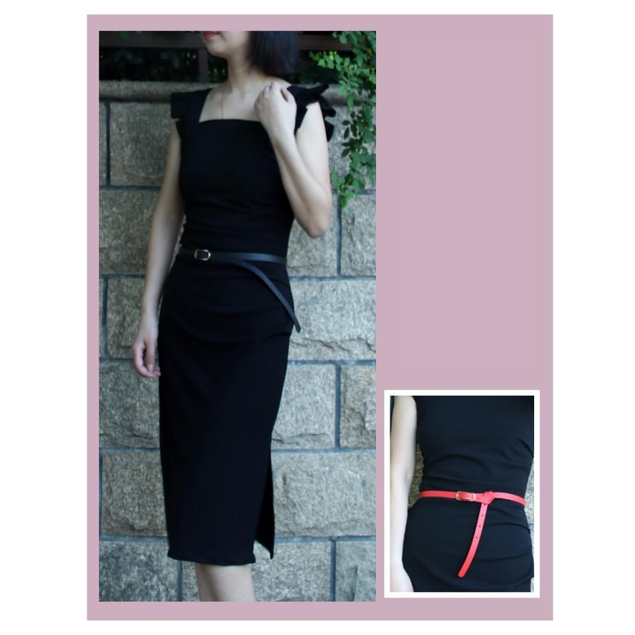 ベルト レディース 女性 婦人 ファッション小物 服飾小物 細ベルト レザー調 シンプル サイズ調節 かわいい おしゃれ カジュアル | plusnao | 03