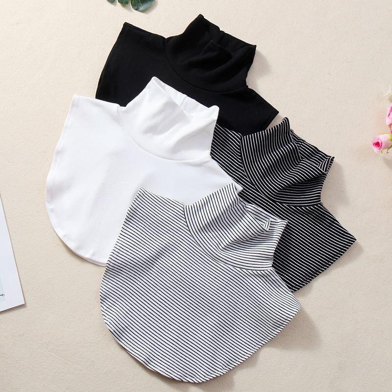 つけ襟 付け襟 フェイクカラー ハイネック レディース 立襟 重ね着用 無地 ボーダー柄 着ぶくれしない 女性用 婦人用 プルオーバー 冷え対策 アク | plusnao | 05