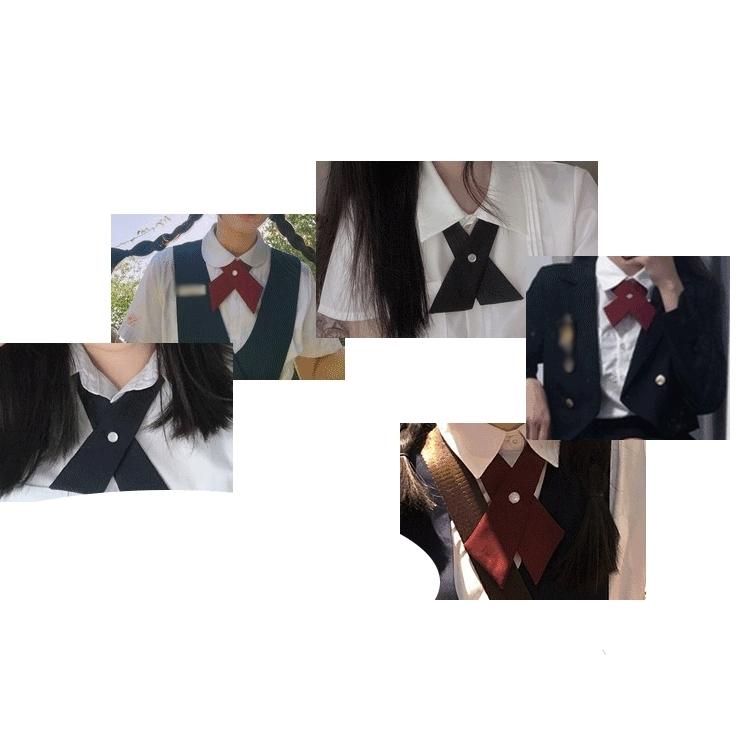 クロスタイ 学生用リボン ネクタイ レディース 制服 学生服 業務用 レストラン キッチン イベント パーティー コスチューム 衣装 無地 単色 シン | plusnao | 01