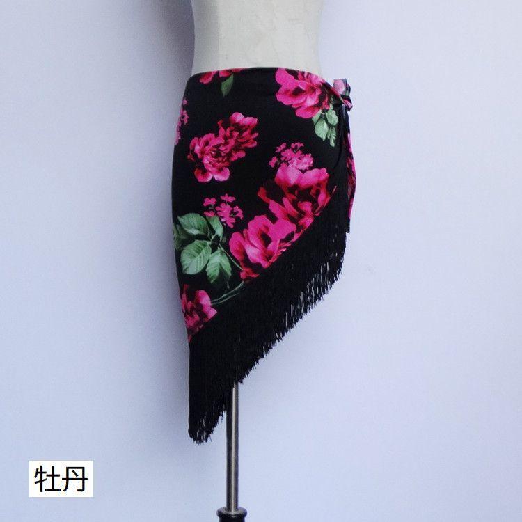 ヒップスカーフ ヒップカバー ダンス衣装 ベリーダンス 社交ダンス ラテンダンス 大人用 子供用 三角 ショール フリンジ 無地 花柄 ヒョウ柄 パイ | plusnao | 14