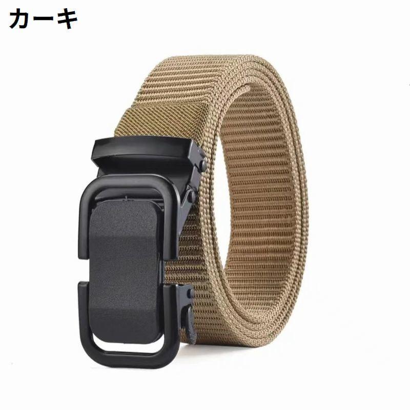 ベルト メンズ オートロック式バックル ラチェット式 ナイロン キャンバス スクエア 穴なし 無段階調整 スライド式 カジュアル | plusnao | 04