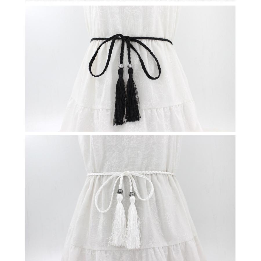 紐ベルト ロープベルト 装飾ベルト ファッション小物 レディース 女性 ひも ロープ 飾りベルト タッセル シンプル おしゃれ カジュアル | plusnao | 03