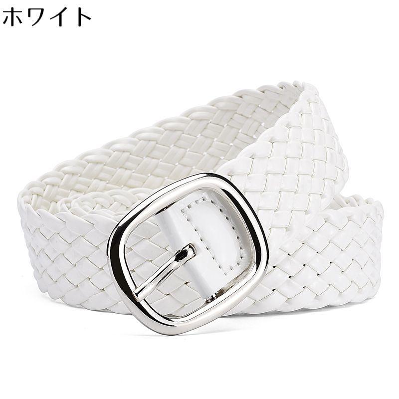 plusnao メッシュベルト 太ベルト レディース PUレザー 編み込み