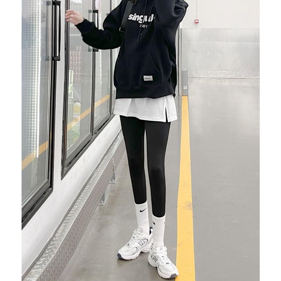 付け裾 つけ裾 レディース フェイクレイヤード 重ね着風 ウエストゴム スリット ダメージ加工 トップス 体型カバー 無地 ソリッドカラー 女性用 婦 | plusnao | 08