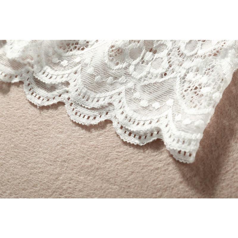 付け裾 つけ裾 レディース 女性 婦人 フェイクレイヤード レイヤード風 重ね着風 ウエストゴム レース 花 フラワー トップス 体型カバー 無地 着 | plusnao | 04