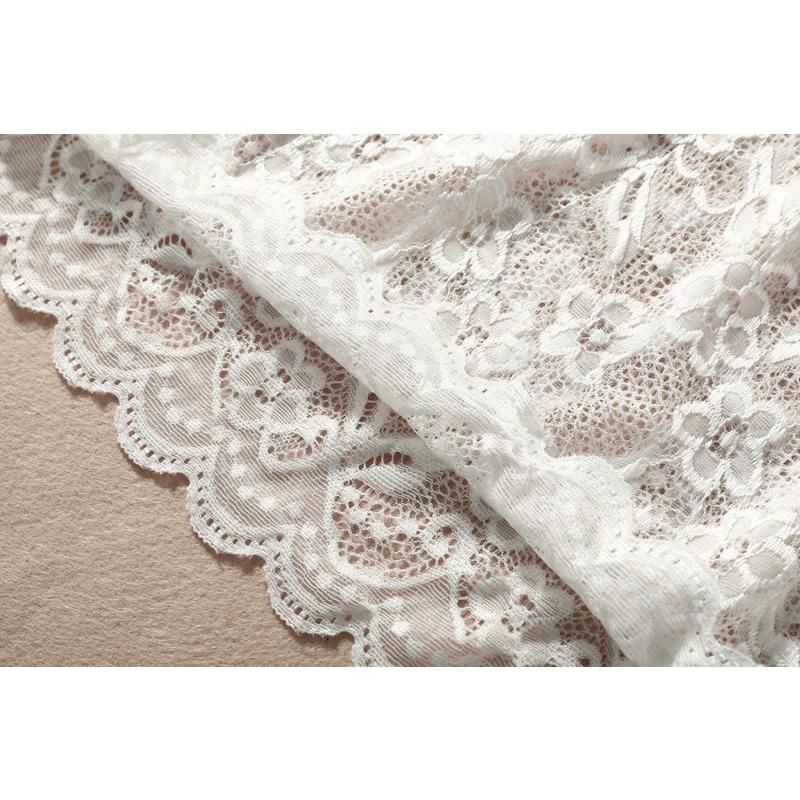 付け裾 つけ裾 レディース 女性 婦人 フェイクレイヤード レイヤード風 重ね着風 ウエストゴム レース 花 フラワー トップス 体型カバー 無地 着 | plusnao | 05