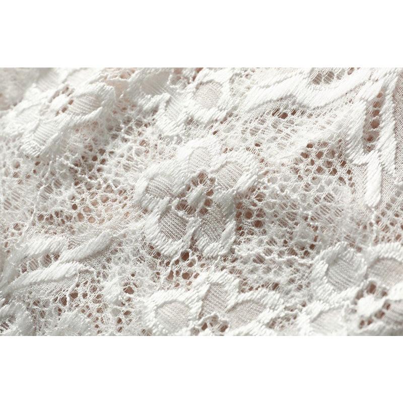 付け裾 つけ裾 レディース 女性 婦人 フェイクレイヤード レイヤード風 重ね着風 ウエストゴム レース 花 フラワー トップス 体型カバー 無地 着 | plusnao | 06