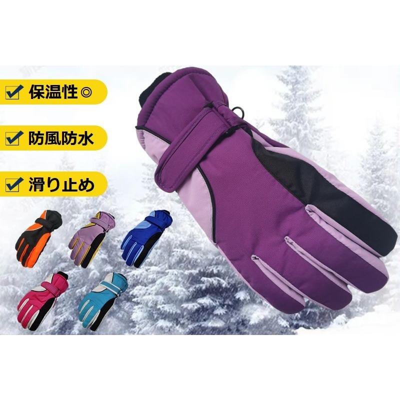手袋 グローブ スキー スノボ レディース 5本指 滑り止め 防水 裏起毛 厚手 保温 防寒 防風 スポーツ アウトドア 冬 雪 | ブランド登録なし | 01