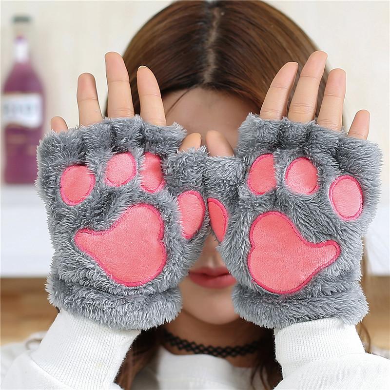 plusnao（プラスナオ） 手袋 指先なし 肉球 レディース 女性 手ぶくろ