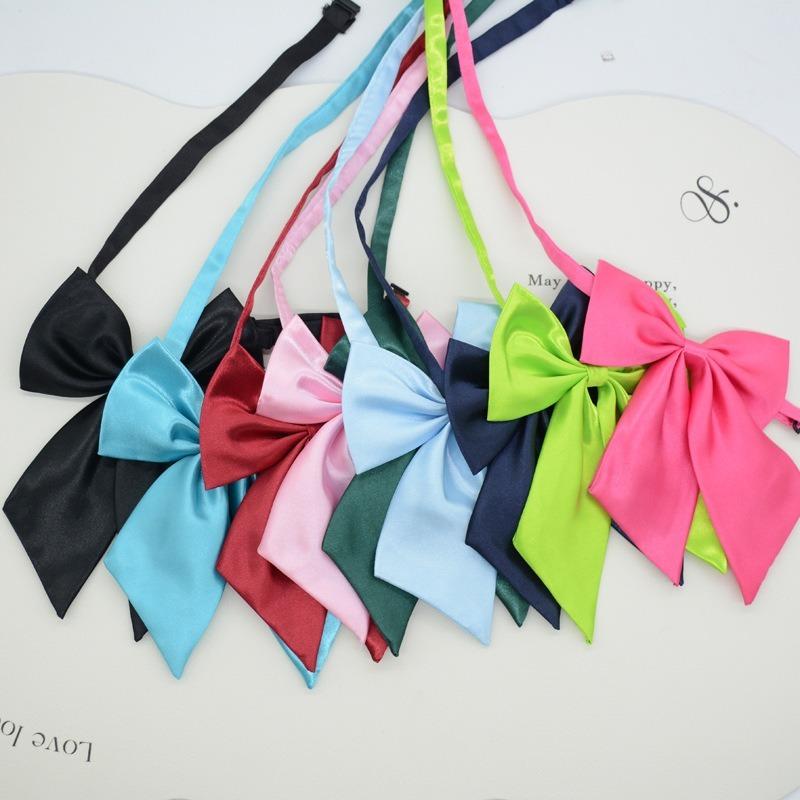 リボンタイ ボウタイ 蝶ネクタイ スクールリボン シルク調 光沢感 シンプル 無地 制服 学生服 女子高生風 コスプレグッズ コスチューム レディース | plusnao | 01