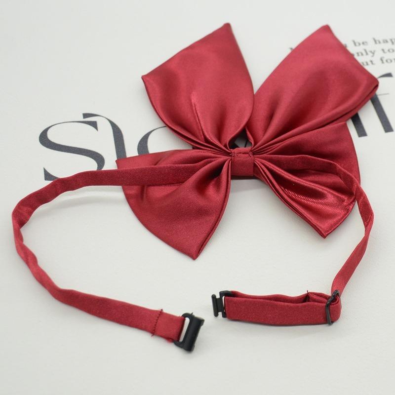 リボンタイ ボウタイ 蝶ネクタイ スクールリボン シルク調 光沢感 シンプル 無地 制服 学生服 女子高生風 コスプレグッズ コスチューム レディース | plusnao | 02