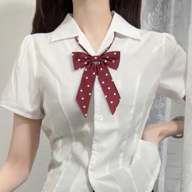 リボンタイ スクール風 制服リボン 単品 1個 ドット柄 水玉 蝶ネクタイ レディース 女性用 女子 学生服 コスプレ 学校 ブレザー カジュアル デ | plusnao | 01