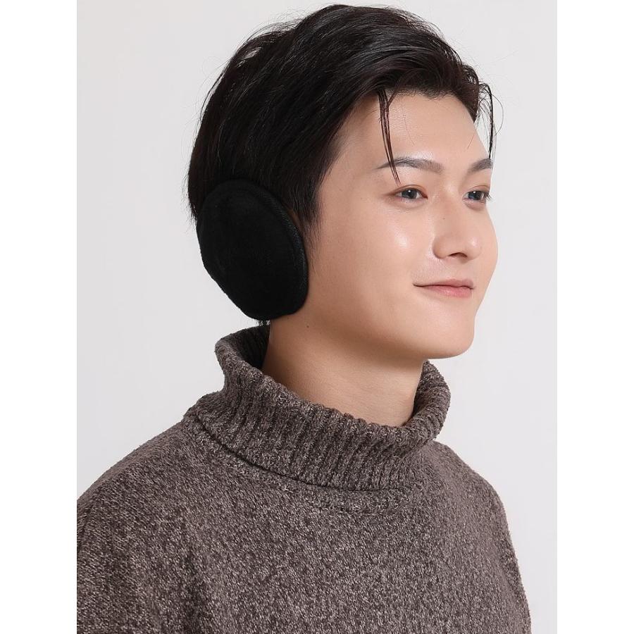 イヤーマフ イヤーウォーマー 耳あて 耳当て 男女兼用 フリース 裏起毛 裏ボア エコファー 防寒 防風 暖かい 保温 | plusnao | 01