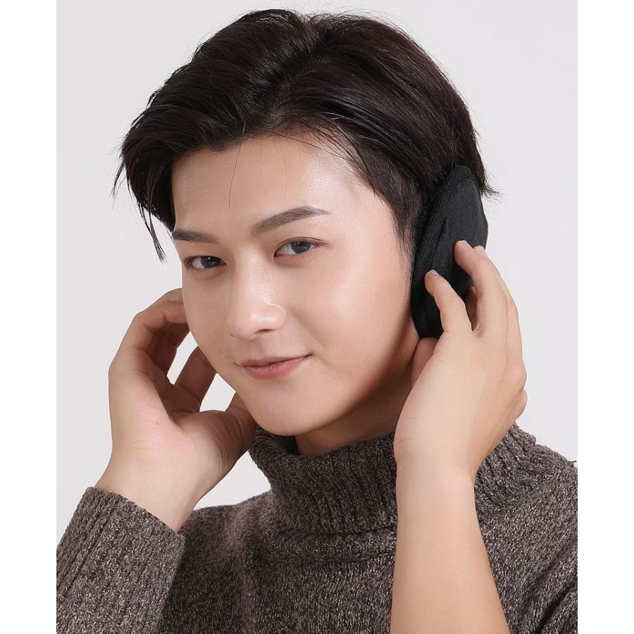 イヤーマフ イヤーウォーマー 耳あて 耳当て 男女兼用 フリース 裏起毛 裏ボア エコファー 防寒 防風 暖かい 保温 | plusnao | 02