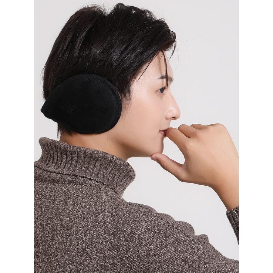 イヤーマフ イヤーウォーマー 耳あて 耳当て 男女兼用 フリース 裏起毛 裏ボア エコファー 防寒 防風 暖かい 保温 | plusnao | 03