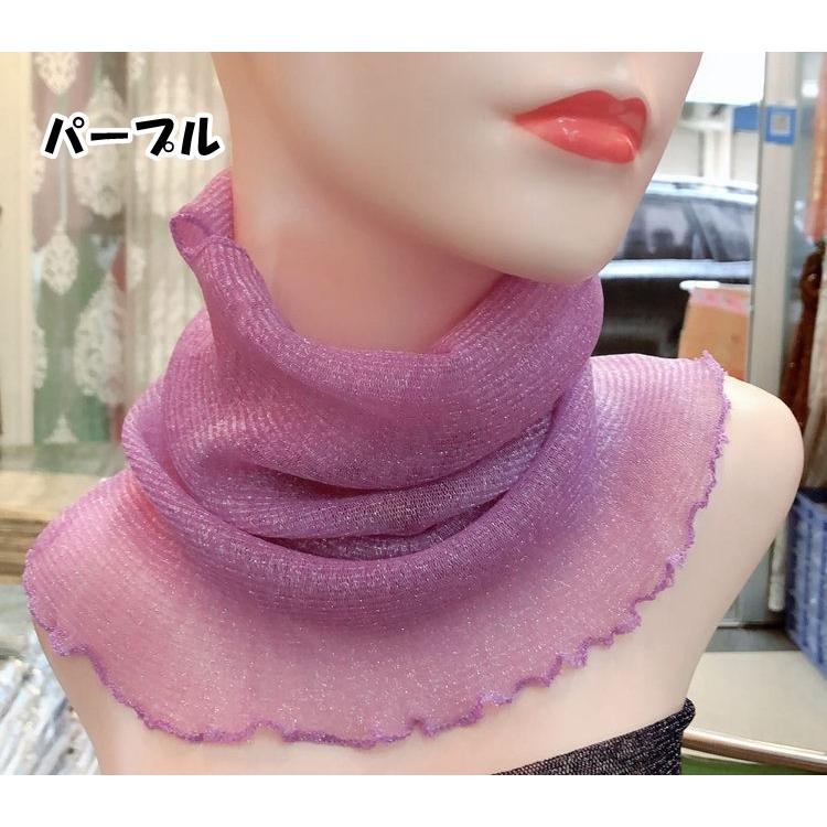 ネックカバー ネックウォーマー スカーフ レディース 女性 婦人 メッシュ メロウフリル 無地 単色 シンプル 薄手 紫外線対策 日焼け対策 冷え対策 | plusnao | 05