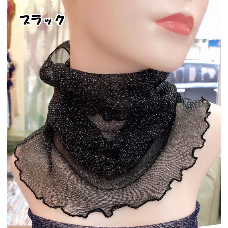 ネックカバー ネックウォーマー スカーフ レディース 女性 婦人 メッシュ メロウフリル 無地 単色 シンプル 薄手 紫外線対策 日焼け対策 冷え対策 | plusnao | 07