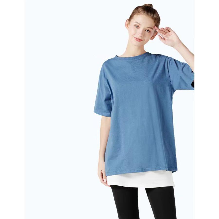 付け裾 つけ裾 レディース フェイクレイヤード 重ね着風 スリット入り ウエストゴム 無地 単色 シンプル 体型カバー トップス レイヤード風 女性用 | plusnao | 05